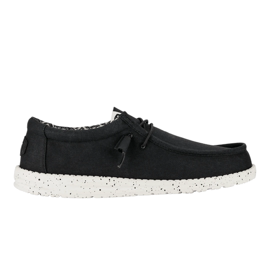 Hey Dude Mens Wally Stretch Canvas Black White