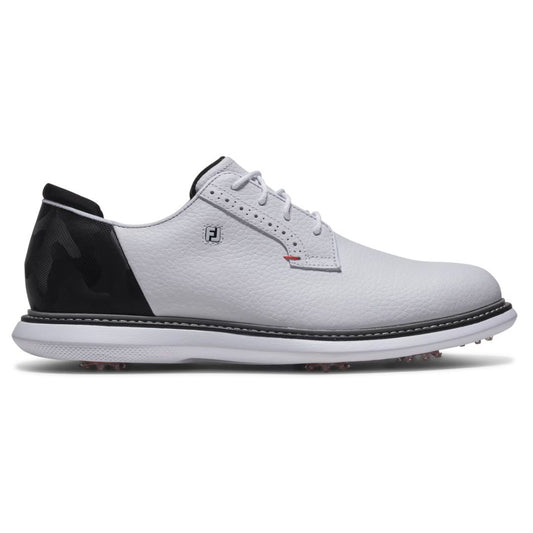 Footjoy Mens Traditions Blucher Golf Shoes in White Black and Red