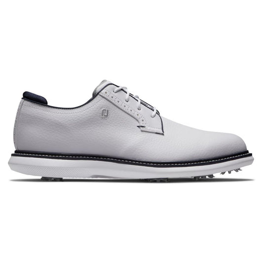 Footjoy Mens Traditions Blucher Golf Shoes in White and Navy
