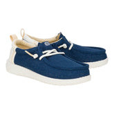 Hey Dude Boys Wally Y Summer Linen Lifestyle Shoe in Sargasso Blue & White