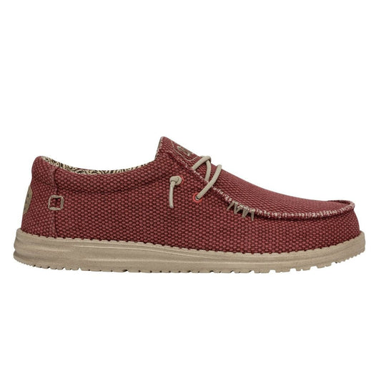 Hey Dude Men's Wally Braided Lifestyle Shoes in Pompeian Red