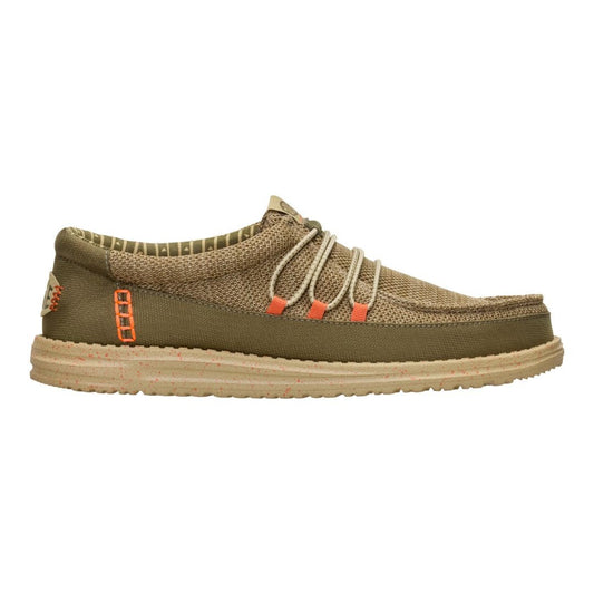 Hey Dude Mens Wally Guard Stretch Sox Lifestyle Shoes in Burnt Olive and Multi