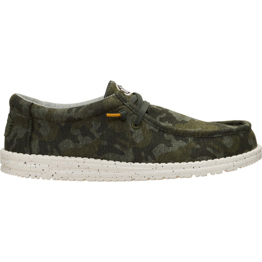 Hey Dude Mens Wally Stretch Jersey Shoes in Camo Deep Depths