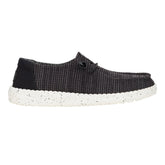 Hey Dude Mens Wally Stretch Mesh lifestyle shoes in Black & White