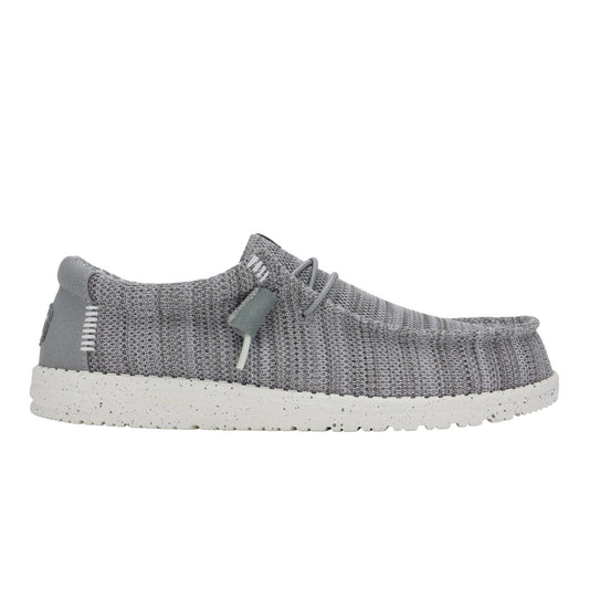 Hey Dude Mens Wally Stretch Mesh lifestyle slip on shoes in Dark Grey