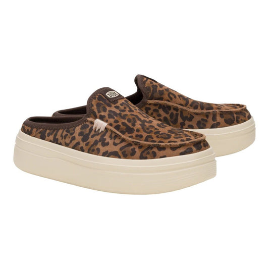 Hey Dude Womens Austin Lift Classic Lifestyle Shoes in Brown Leopard