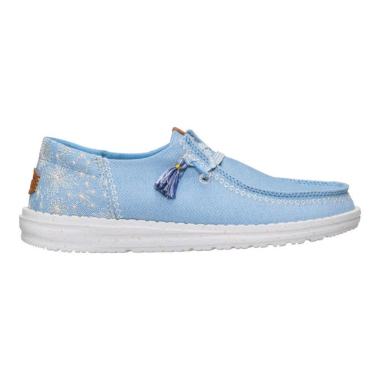 Hey Dude Womens Wendy Funk Lifestyle Shoes in Embroidered Floral Blue