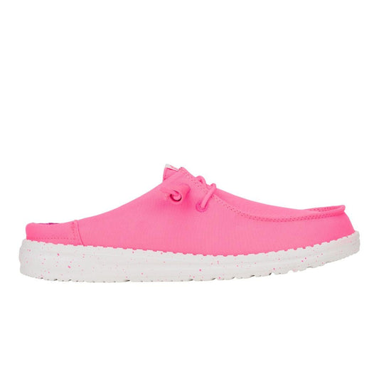 Hey Dude Womens Wendy Slip Stretch Canvas Lifestyle Shoes in Neon Pink