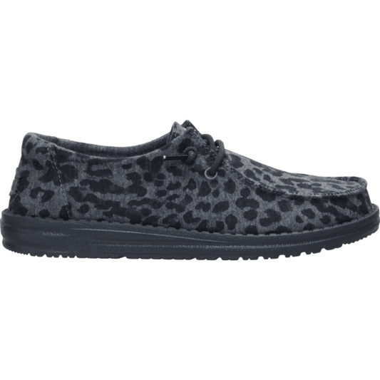 Hey Dude Womens Wendy Stretch Jersey Leopard Charcoal