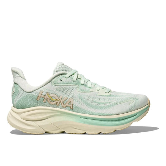 Hoka Women's Clifton 10 - SJD Running Shoes in Mint Green and Gold