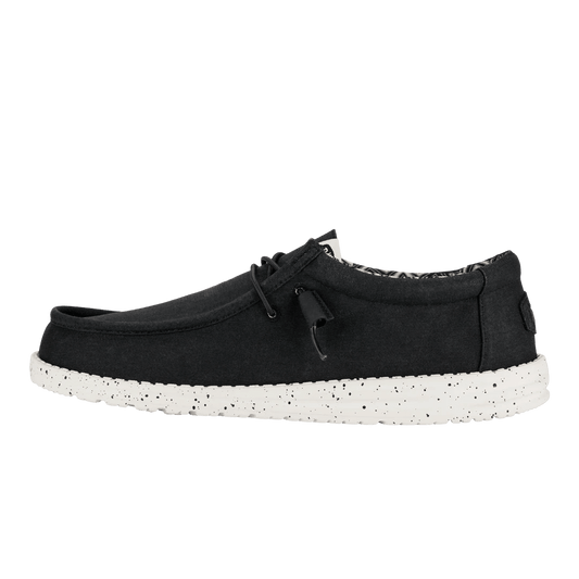 Hey Dude Mens Wally Stretch Canvas Black White