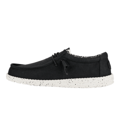 Hey Dude Mens Wally Stretch Canvas Black White