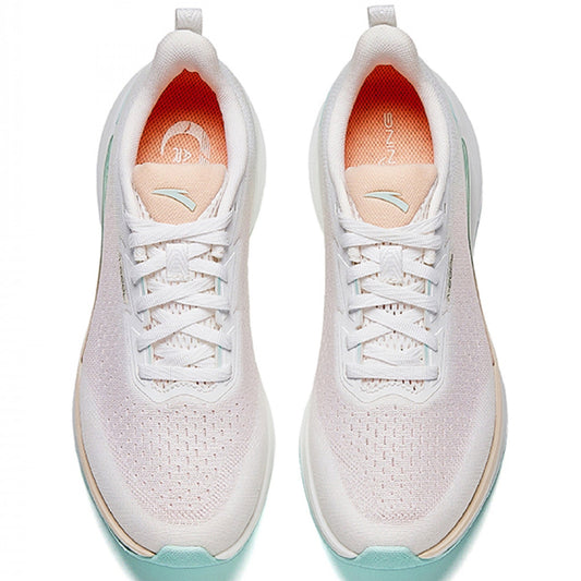 Anta Womens Flashlite Cool Running Shoes in White, Orange and Mint