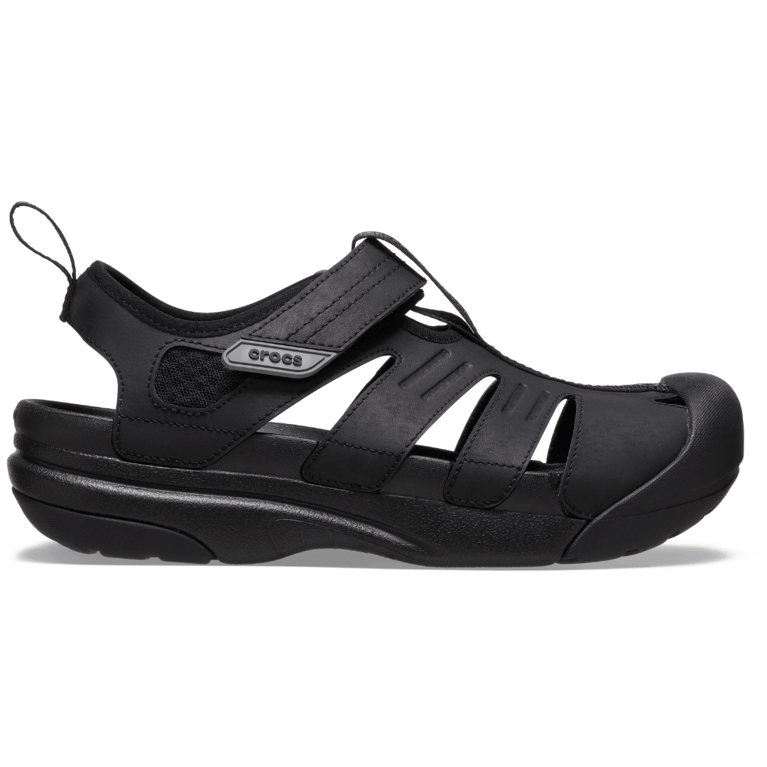 Crocs Mens Yukon Fisherman Sandal in Black