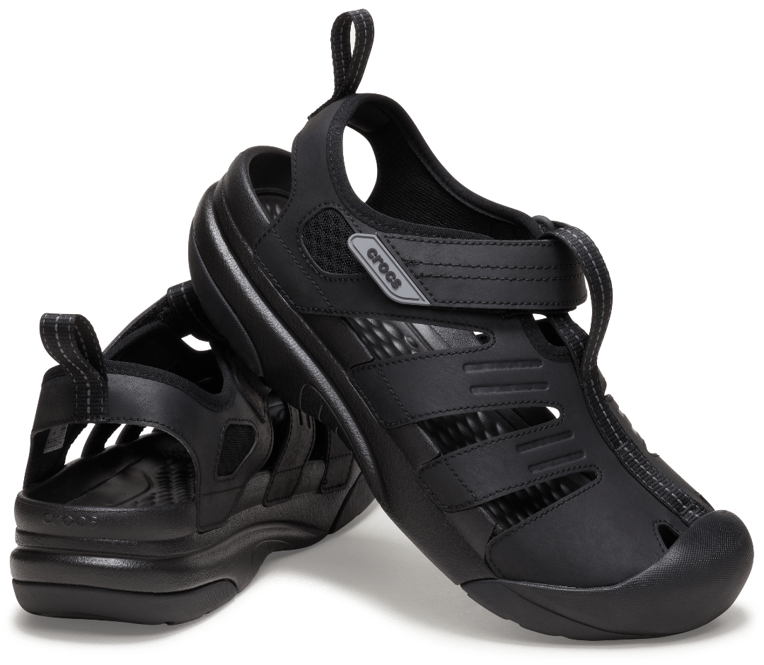 Crocs Mens Yukon Fisherman Sandal in Black