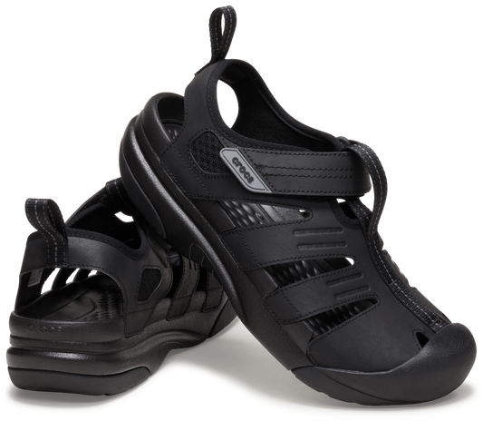 Crocs Mens Yukon Fisherman Sandal in Black