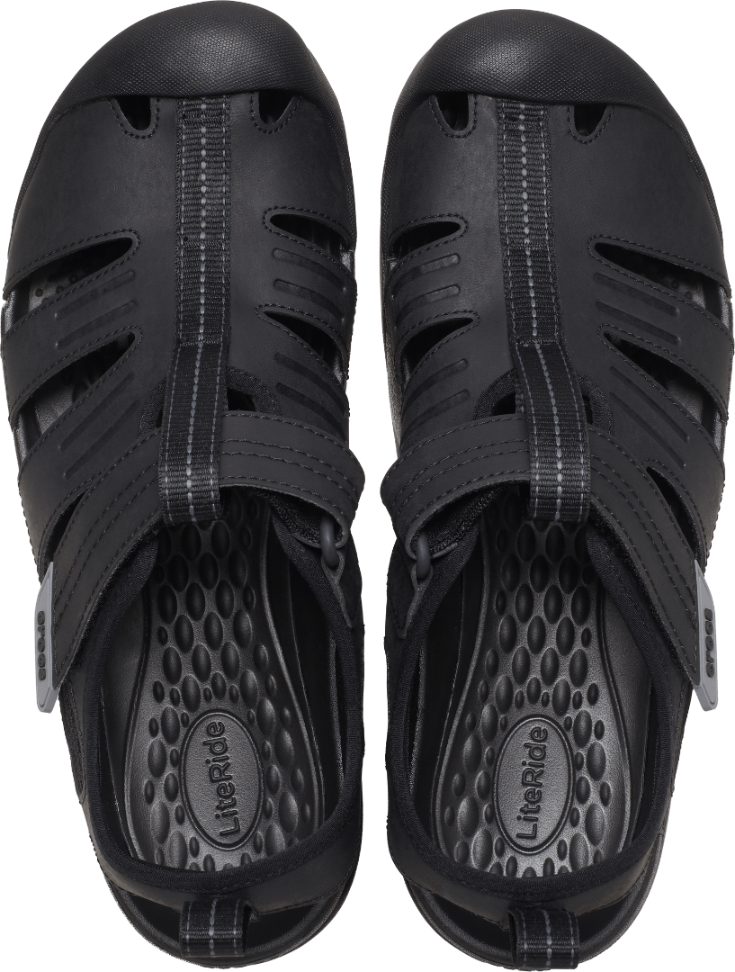 Crocs Mens Yukon Fisherman Sandal in Black