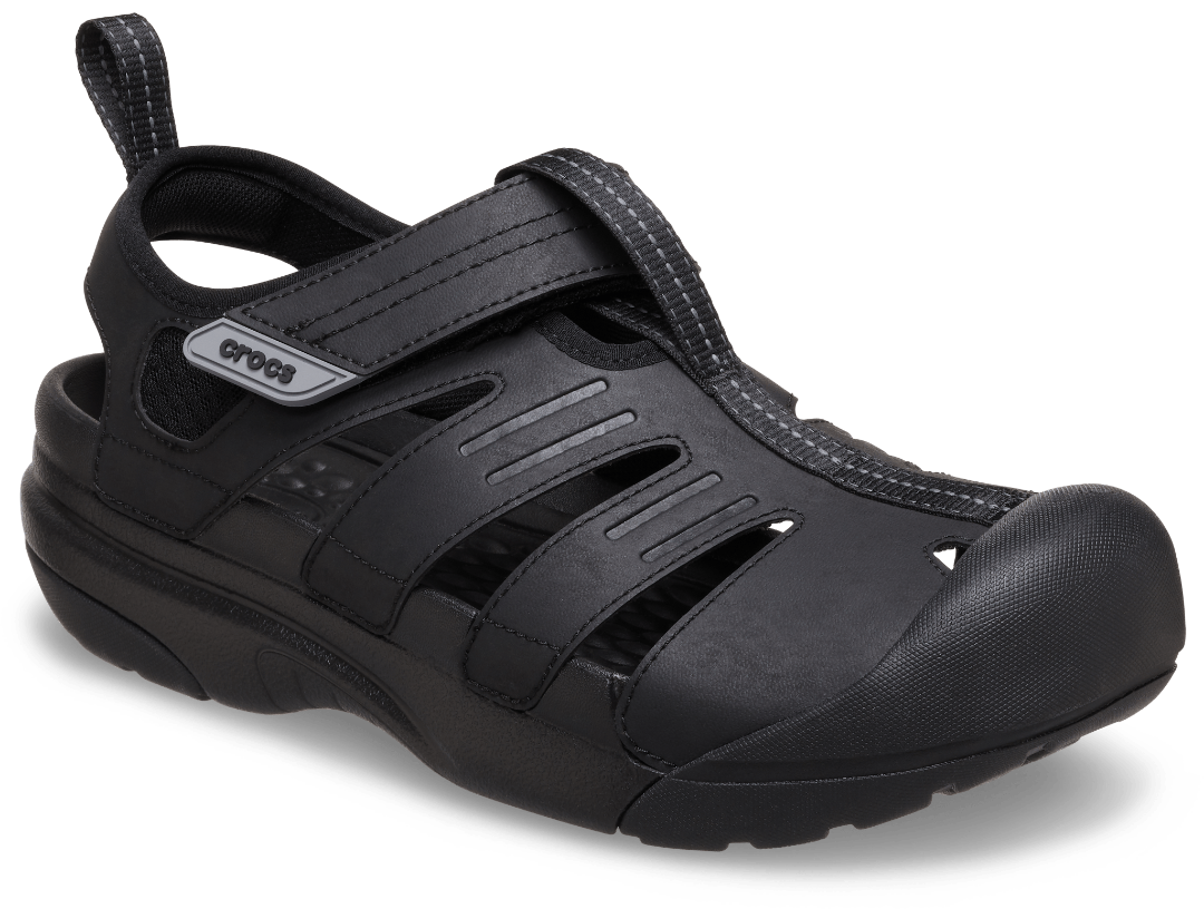 Crocs Mens Yukon Fisherman Sandal in Black