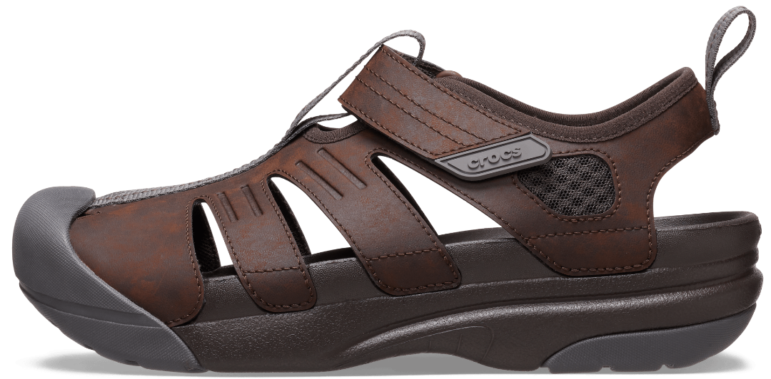 Crocs Mens Yukon Fisherman Sandal in Espresso