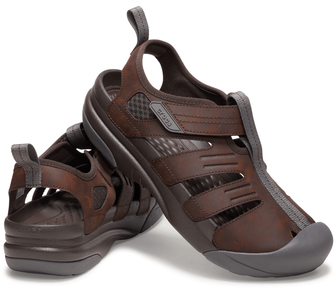 Crocs Mens Yukon Fisherman Sandal in Espresso