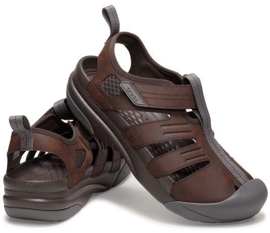 Crocs Mens Yukon Fisherman Sandal in Espresso