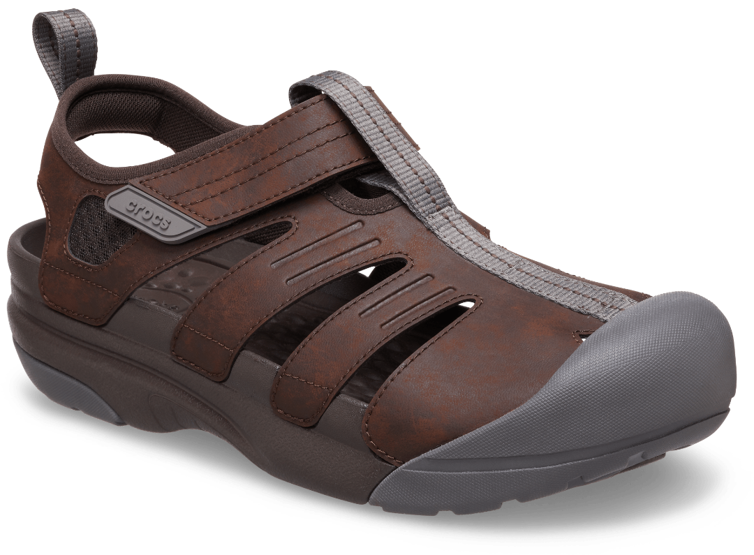 Crocs Mens Yukon Fisherman Sandal in Espresso