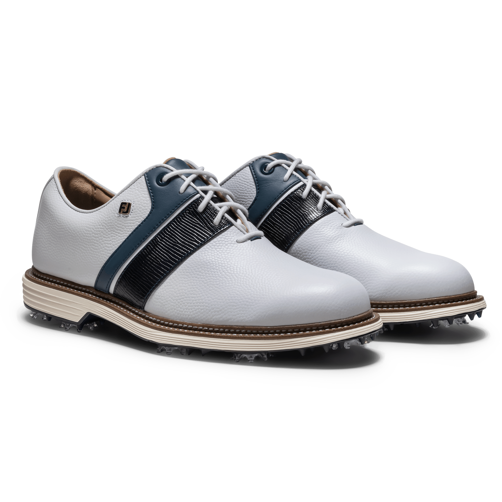 Footjoy Mens Packard Premiere Golf Shoes Wide in White Navy
