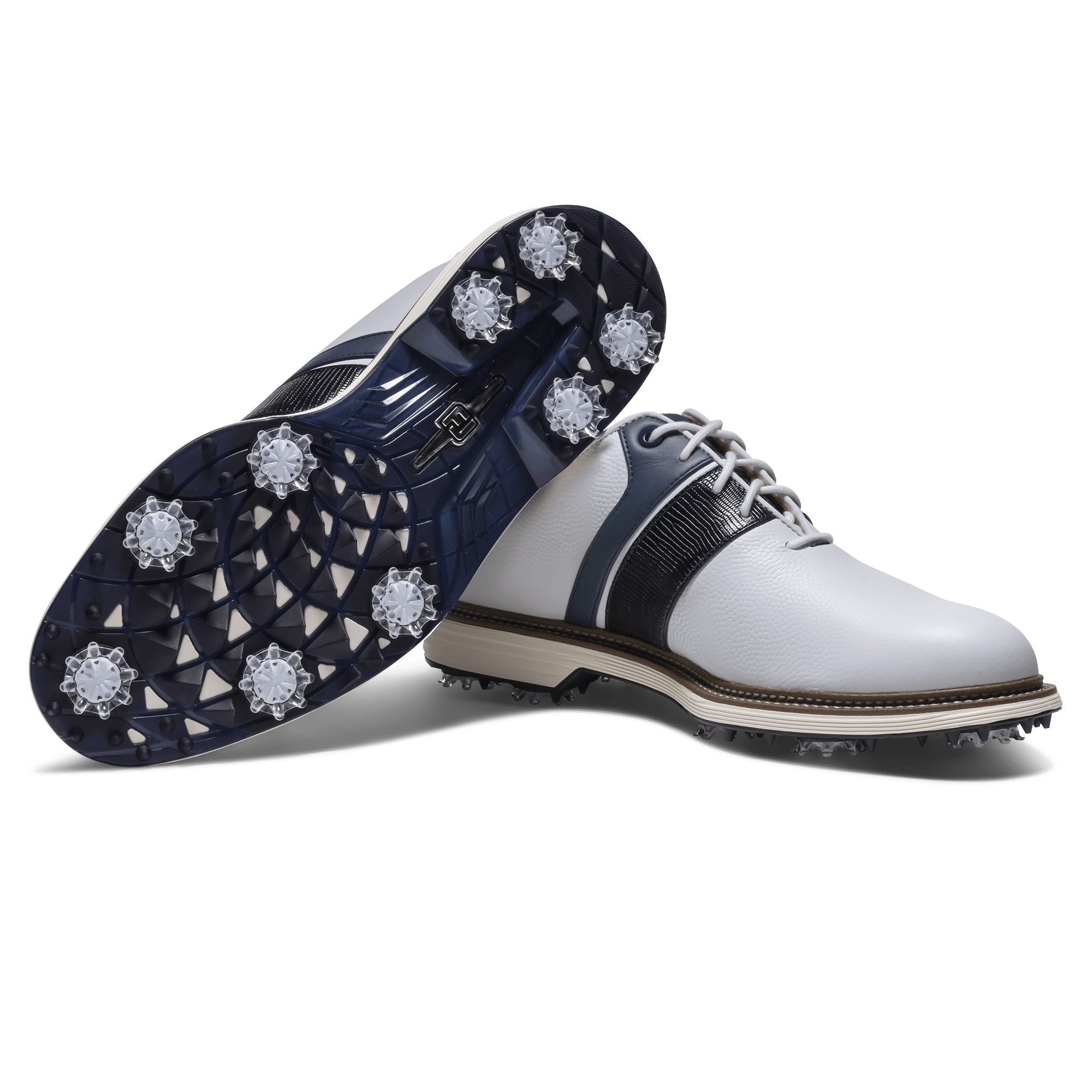 Footjoy Mens Packard Premiere Golf Shoes Wide in White Navy