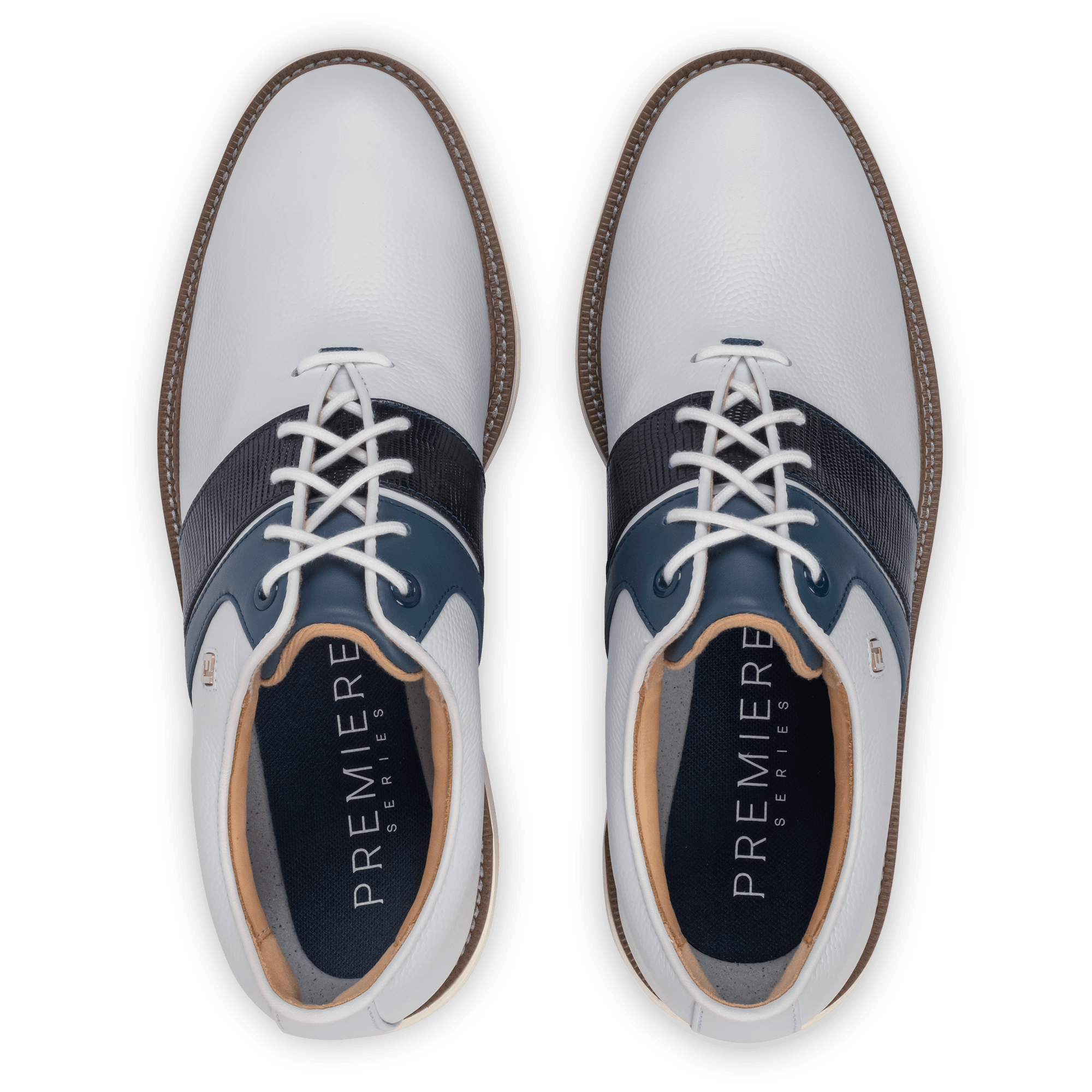 Footjoy Mens Packard Premiere Golf Shoes Wide in White Navy