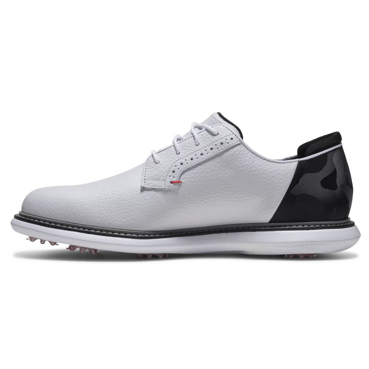 Footjoy Mens Traditions Blucher Golf Shoes in White Black and Red