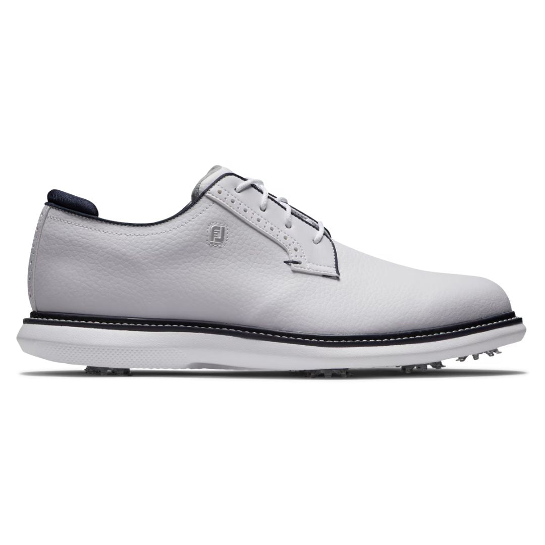 Footjoy Mens Traditions Blucher Golf Shoes in White and Navy