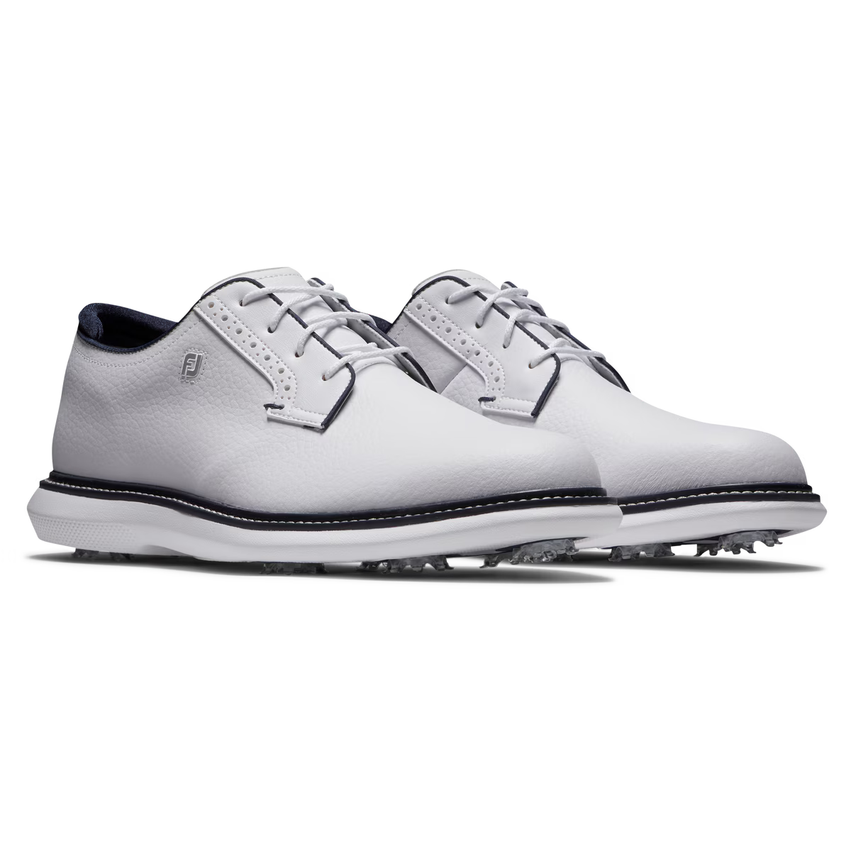 Footjoy Mens Traditions Blucher Golf Shoes in White and Navy