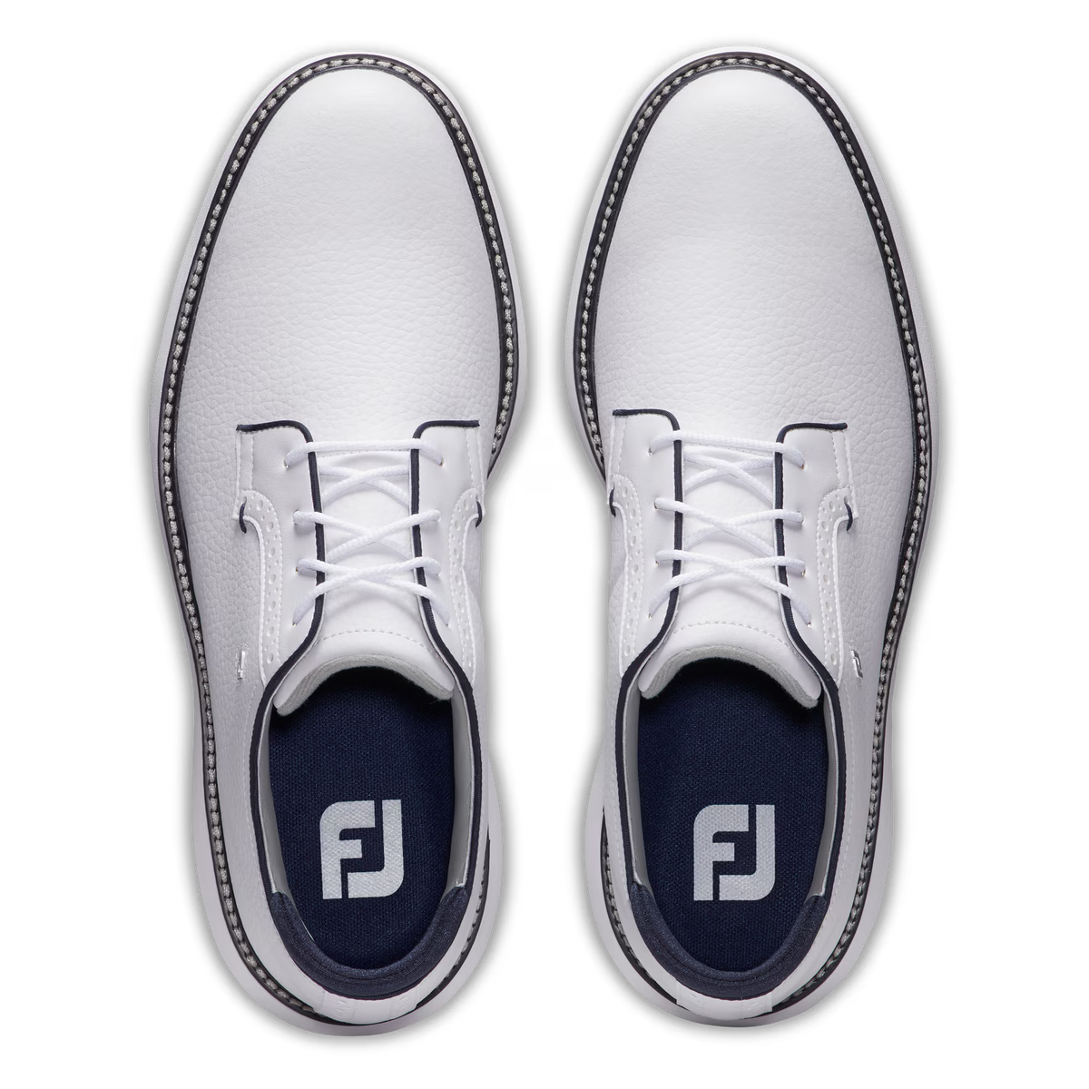 Footjoy Mens Traditions Blucher Golf Shoes in White and Navy