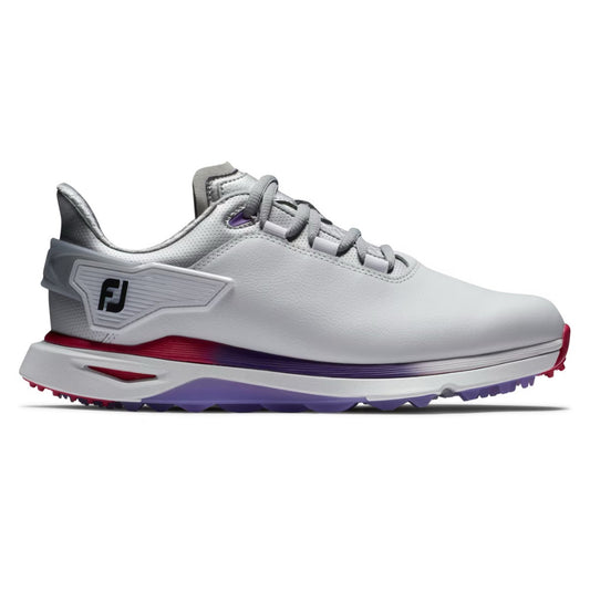 Footjoy Womens Pro SLX Spikless Golf Shoe Wide in White, Purple and Pink