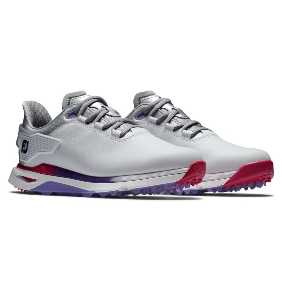 Footjoy Womens Pro SLX Spikless Golf Shoe Wide in White, Purple and Pink