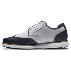 Footjoy Womens Traditions Blucher Golf Shoes in White and Navy