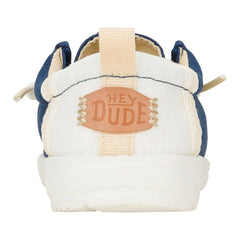 Hey Dude Boys Wally Y Summer Linen Lifestyle Shoe in Sargasso Blue & White