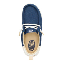 Hey Dude Boys Wally Y Summer Linen Lifestyle Shoe in Sargasso Blue & White