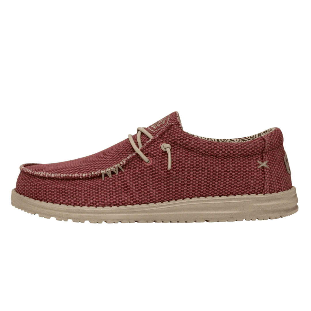 Hey Dude Men's Wally Braided Lifestyle Shoes in Pompeian Red