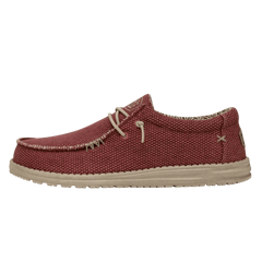 Hey Dude Men's Wally Braided Lifestyle Shoes in Pompeian Red