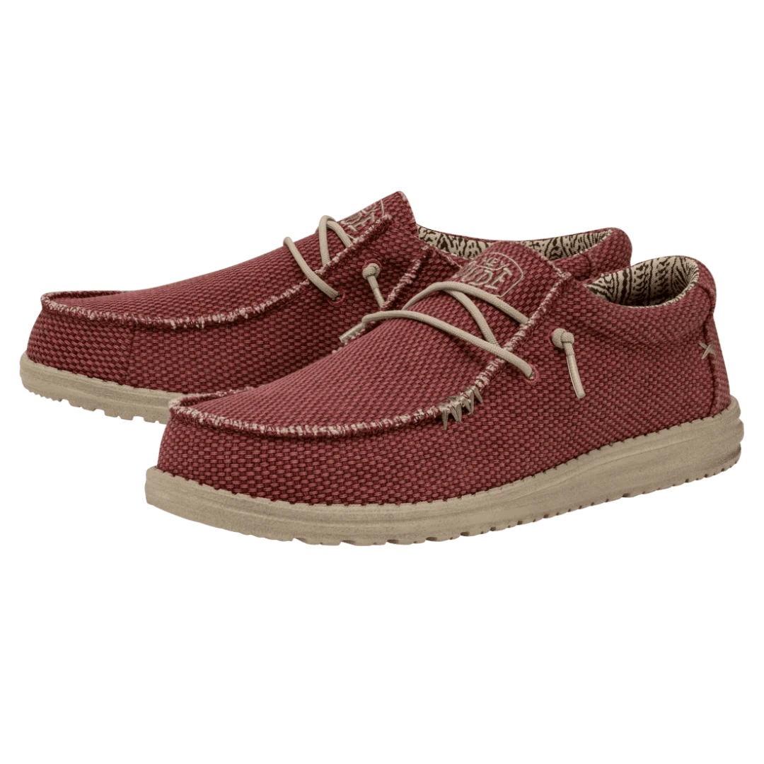 Hey Dude Men's Wally Braided Lifestyle Shoes in Pompeian Red