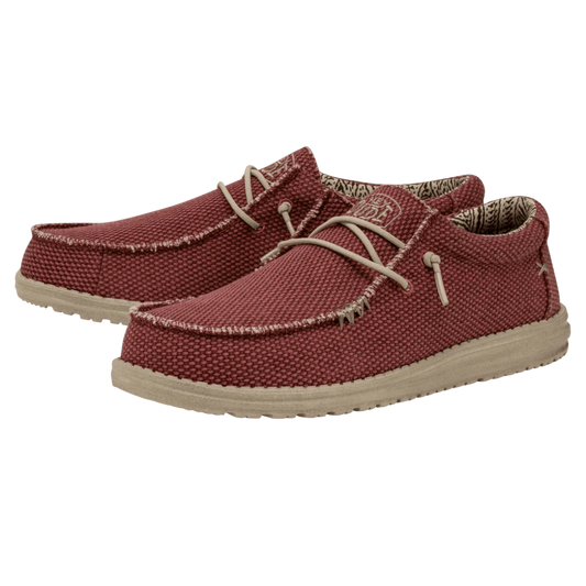 Hey Dude Men's Wally Braided Lifestyle Shoes in Pompeian Red