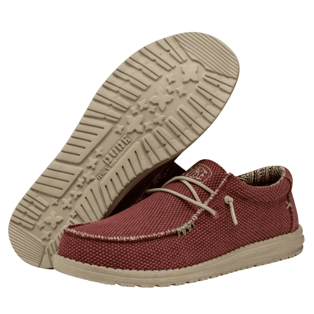 Hey Dude Men's Wally Braided Lifestyle Shoes in Pompeian Red