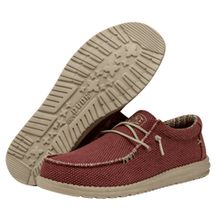 Hey Dude Men's Wally Braided Lifestyle Shoes in Pompeian Red