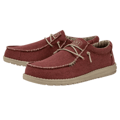 Hey Dude Men's Wally Braided Lifestyle Shoes in Pompeian Red