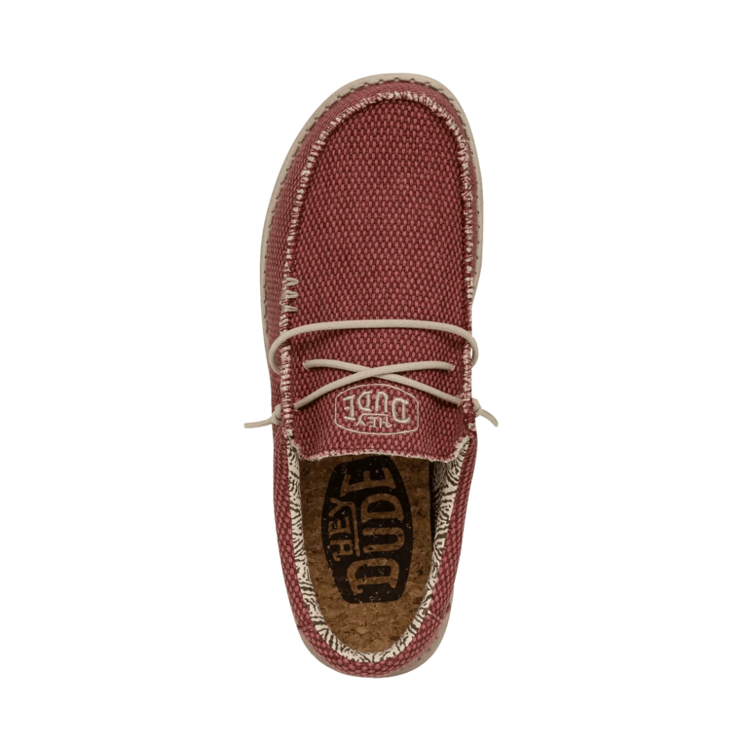 Hey Dude Men's Wally Braided Lifestyle Shoes in Pompeian Red