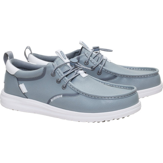 Hey Dude Men's Wally Golf Classic Toggle Shoes in White and Light Blue