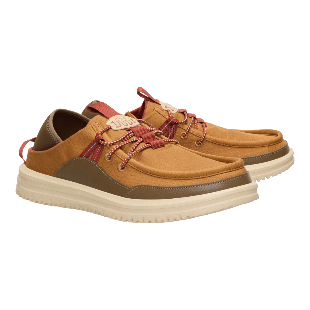 Hey Dude Mens Bradley Blipper Nylon Lifestyle Shoes in Bone Brown and Multi