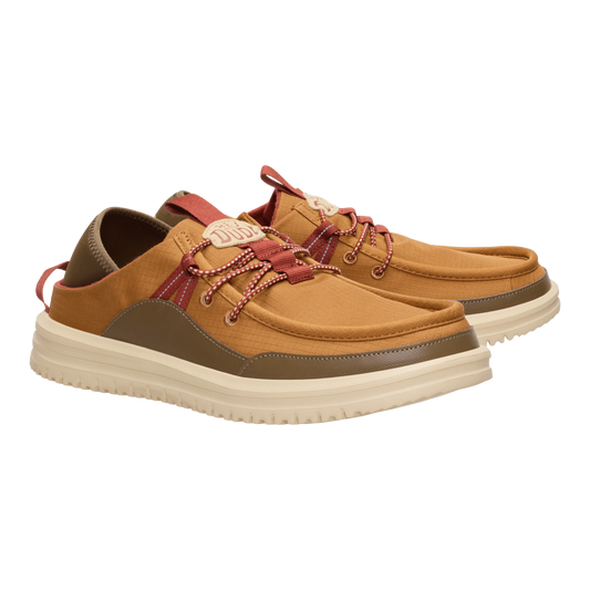 Hey Dude Mens Bradley Blipper Nylon Lifestyle Shoes in Bone Brown and Multi