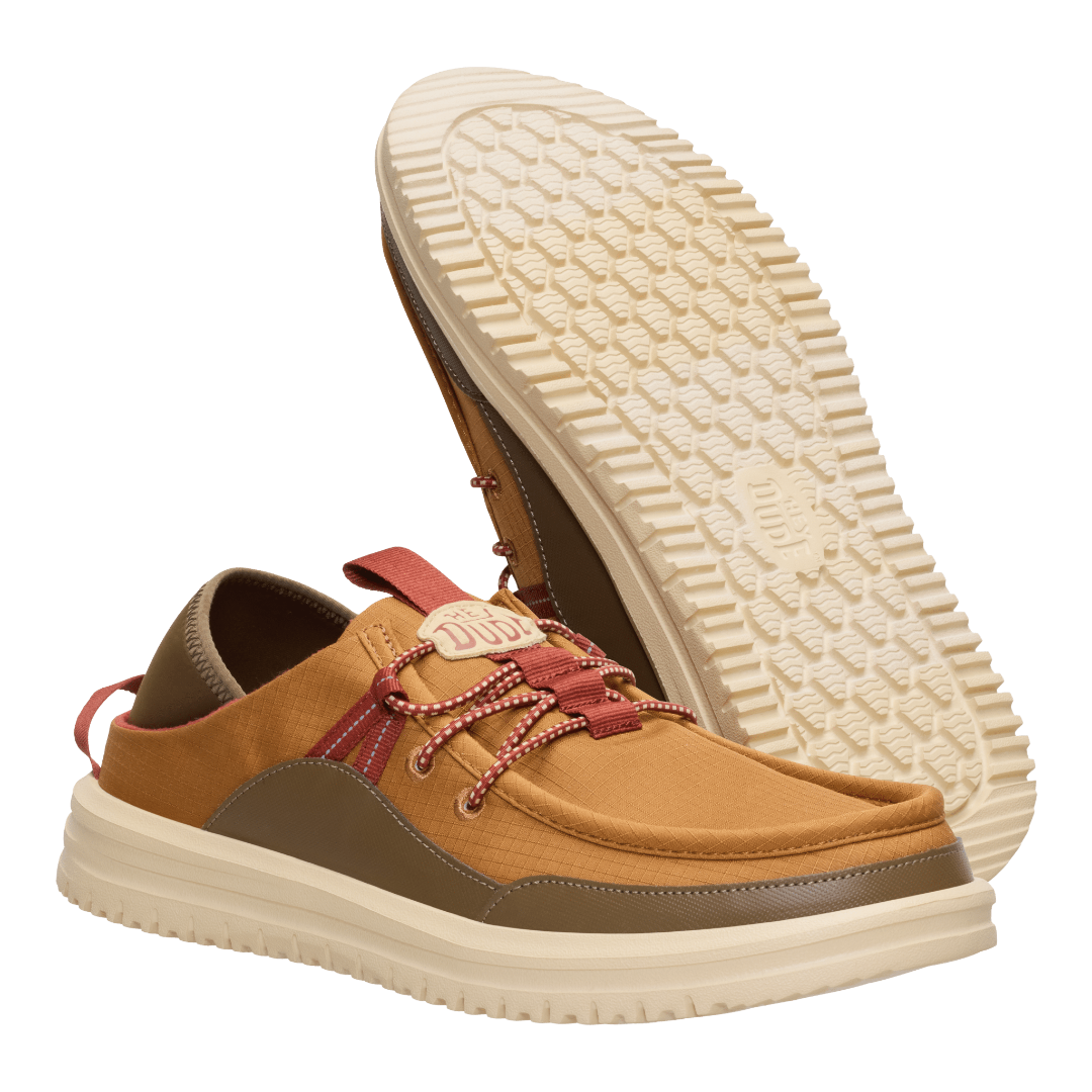 Hey Dude Mens Bradley Blipper Nylon Lifestyle Shoes in Bone Brown and Multi